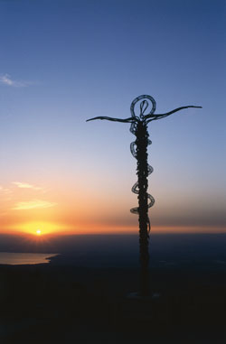 Berg Nebo bei Sonnenuntergang, Blick auf das Tote Meer